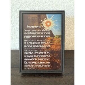 Vintage Musical Footprints Wind Up Music Box Mirror + Box